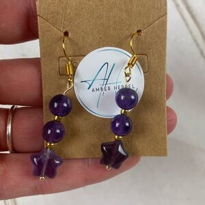 Purple Amethyst Star Drop Earrings